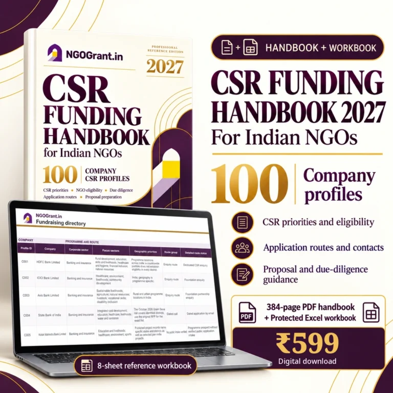 NGOGrant CSR Funding Handbook 2027 and protected Excel workbook bundle for 599 rupees