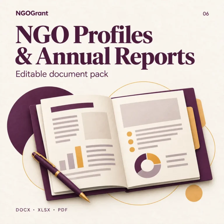 NGO Profile and Annual Report Pack — illustrated digital document pack cover