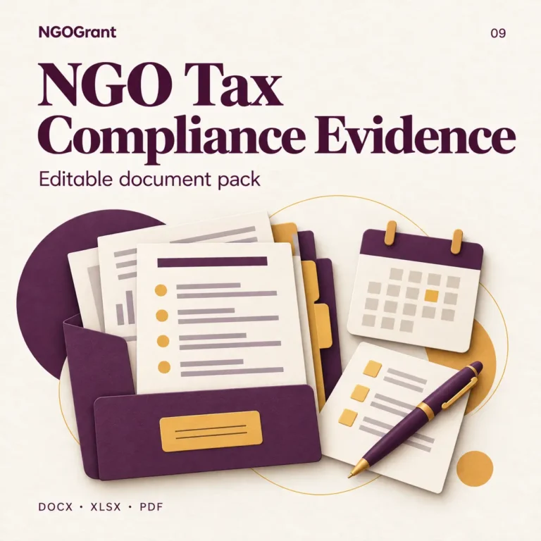 NGO Tax Compliance Evidence System — illustrated digital document pack cover